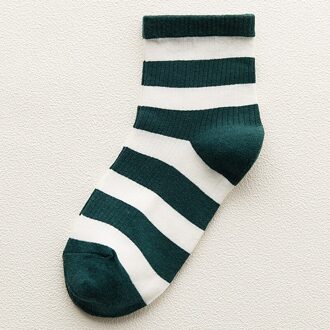 Koreaanse Stijl Sokken Vrouw Lente Herfst Kawaii Mode Streep Katoen Japanse Harajuku Korte Sok Voor Meisjes, Vrouw Kleding groen