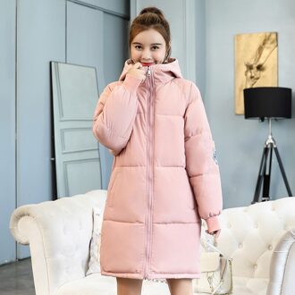 Koreaanse Stijl Winter Vrouwen Down Jacket Hooded Lange Gewatteerde Vrouwelijke Warme Jas Parka Mujer Invierno Roze / XL