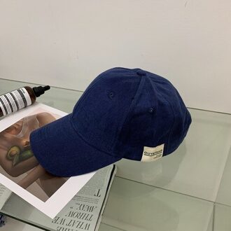 Koreaanse Versie Retro Plakken Baseball Cap Vrouwelijke Paar Veelzijdige Lente En Zomer Zonnescherm Hoed Tij Zachte Cap Mannelijke marine