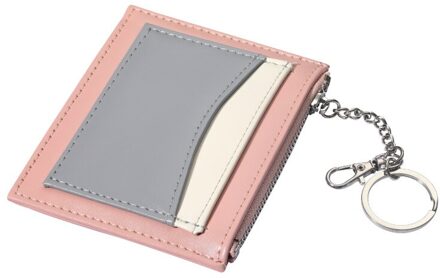 Koreaanse Versie Stiksels Vrouwen Portemonnee Multi Slot Rits Card Bag Key Ring Kleine Portemonnee Vrouwen Nul Portemonnee Portemonnee vrouwen roze