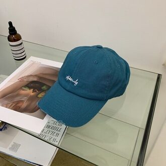 Koreaanse Versie Van De Alfabet Geborduurd Zachte Top Baseball Cap Lente En Zomer Veelzijdige Leisure Zonnescherm Cap Mannelijke blauw-groen