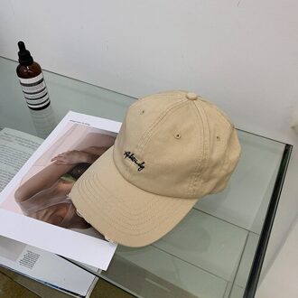 Koreaanse Versie Van De Alfabet Geborduurd Zachte Top Baseball Cap Lente En Zomer Veelzijdige Leisure Zonnescherm Cap Mannelijke khaki