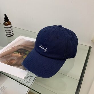 Koreaanse Versie Van De Alfabet Geborduurd Zachte Top Baseball Cap Lente En Zomer Veelzijdige Leisure Zonnescherm Cap Mannelijke marine