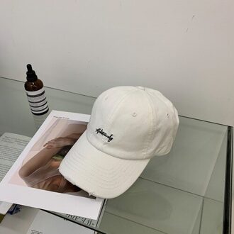 Koreaanse Versie Van De Alfabet Geborduurd Zachte Top Baseball Cap Lente En Zomer Veelzijdige Leisure Zonnescherm Cap Mannelijke wit
