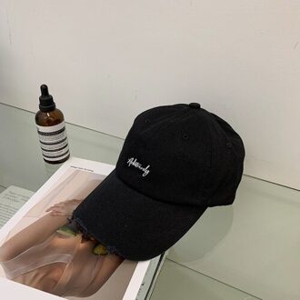 Koreaanse Versie Van De Alfabet Geborduurd Zachte Top Baseball Cap Lente En Zomer Veelzijdige Leisure Zonnescherm Cap Mannelijke zwart