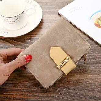 Koreaanse Versie Vrouwen Zachte Lederen Midden Portemonnee Lederen Portemonnee Riem Gesp Pure Kleur Kaart Tas Zero Portemonnee Hand tas khaki
