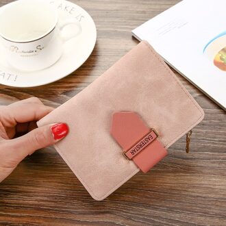 Koreaanse Versie Vrouwen Zachte Lederen Midden Portemonnee Lederen Portemonnee Riem Gesp Pure Kleur Kaart Tas Zero Portemonnee Hand tas lotus Root Starch