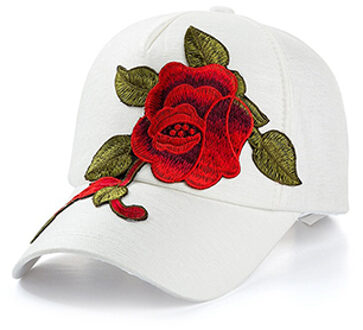 Koreaanse vrouwen borduren rose outdoor travel zon bescherming persoonlijkheid comfortabele wild casual baseball cap wit