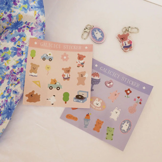 Korean Cartoon Cute Bear Rabbit Decorative Sticker Mobile Phone Hand Account Kawaii Small Seal Stickers Scrapbooking Stationery