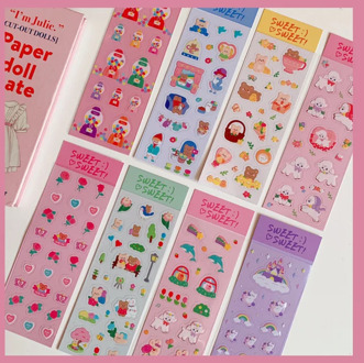 Korean Cartoon Girl Cute Stickers PVC Labels Seal Post It Notebook Mobile Phone Case Kawaii DIY Decorative Sticker Stationery