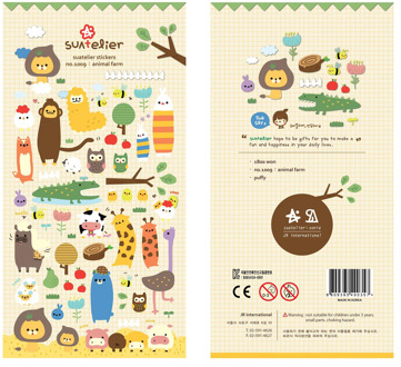 Korean Import Brand Sonia Novelty Animals Puffy 3D Stickers Diy Diary Stationery Stickers School Office Supplies