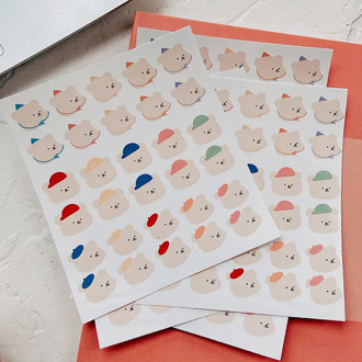 Korean Ins Cartoon Hat Bear Cute Sticker Waterproof Sealing Post It Hand Account DIY Decorative Stickers Scrapbooking Stationery