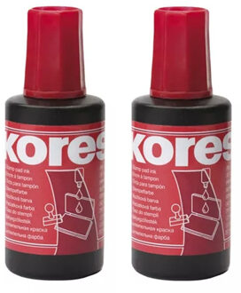 Kores Inkt - 2x - flesje navulling voor stempelkussens - rood - 27 cm