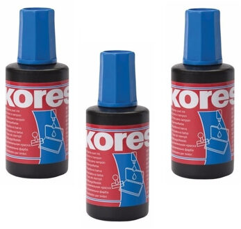 Kores Inkt - 3x - flesje navulling voor stempelkussens - blauw - 27 cm