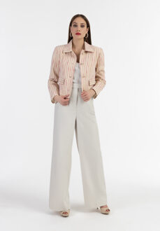 Kort blazerjack Dames Roze gebroken witte streep