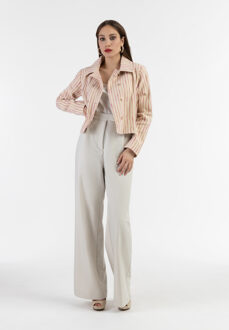 Kort carbon jack Dames Roze gebroken witte streep - XS