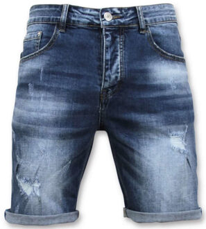 Korte Broek Heren - Gescheurd Short - 9085 - Blauw - Maten: 28