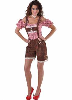 Korte bruine Lederhosen voor dames | Oktoberfestkleding dames maat 42/44 (L)