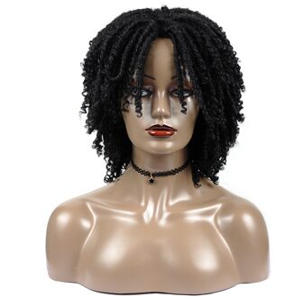 Korte Faux Locs Gehaakte Vlechten Haar Pruiken Voor Zwarte Vrouwen Krullend Dreadlocks Gevlochten Pruik Synthetische Zachte Locs Haak Twist Haar pruik #1B