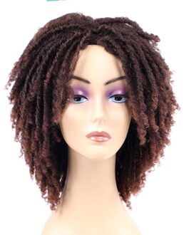 Korte Faux Locs Gehaakte Vlechten Haar Pruiken Voor Zwarte Vrouwen Krullend Dreadlocks Gevlochten Pruik Synthetische Zachte Locs Haak Twist Haar pruik T1B/30