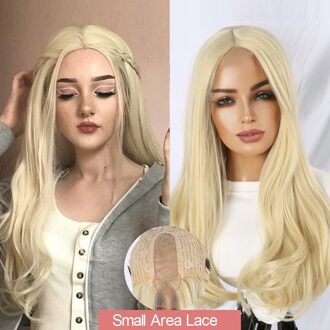 Korte Golf/Rechte Synthetische Pruiken Voor Vrouwen Midden Deel Kant Haar 613 Kleur Dagelijkse/Party Hittebestendige Vezel 191-MKD9A238-613