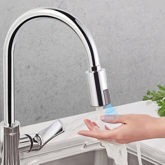 Korte Hoge Stijl Chrome Badkamer Automatische Touch Gratis Sensor Kranen Water Badrandcombinaties Wastafel Kraan Cold Mengkraan