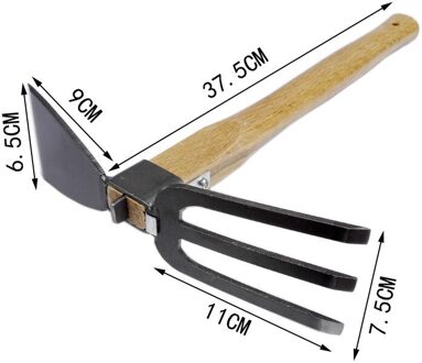 Korte Houten Handvat Stalen Carbon Anti-Off Kleine Schoffel Dual-Purpose Schoffel Drie-Tand Hark Groente Landbouw gereedschap Tuingereedschap Rood