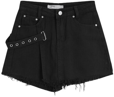 Korte Jeans Vrouwen Zomer Gothic Harajuku Mode Y2K Hoge Taille Gevoel Van Onregelmatige Broek Zwart Denim korte Xxl
