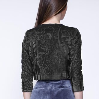 Korte kant- en fluweeljas Zwart - M