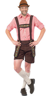 Korte lederhosen - donkerbruin - heren - Tirolerbroek - Oktoberfest - bierfeest kleding