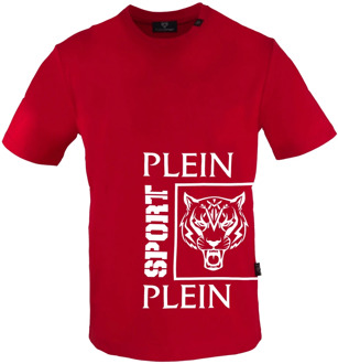 Korte Mouw Katoenen T-shirt Monochroom Logo Plein Sport , Red , Heren - 2Xl,Xl,L,M,S