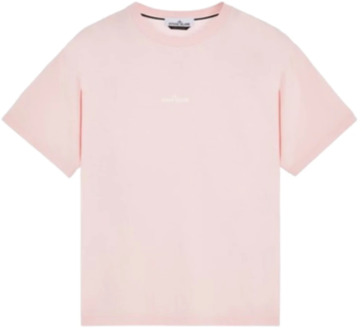 Korte Mouw Logo T-shirt Stone Island , Pink , Heren - Xl,L