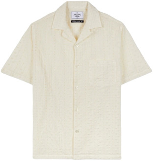 Korte mouw overhemd gemaakt in Portugal Portuguese Flannel , White , Heren