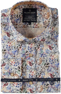 Korte Mouw Overhemd Leaves Stretch Multicolor  4XL