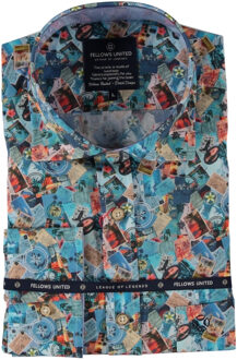 Korte Mouw Overhemd Postcard Stretch  4XL Multicolor