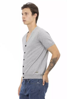 Korte Mouw V-hals Brei Cardigan Grijs - XL