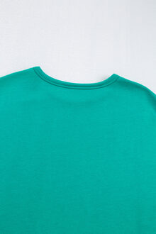 Korte Mouwen Crew Neck T-shirt - maat XL Groenblauw