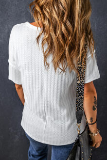 Korte Mouwen Gebreide Top - maat L Wit