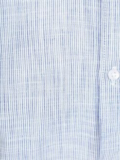 Korte Mouwen Overhemd Cotton Slub Streep Blauw - L,M