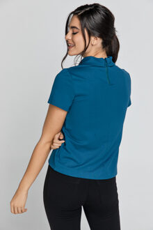 Korte Mouwen Petrol Blauwe Top Turquoise