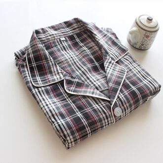Korte Mouwen Pyjama Voor Mannen 100% Katoen Plaid Rode Nachtkleding Revers Casual Print Set 2 Stuk Plus Size Pijamas thuis Kleding zwart wit / Xl