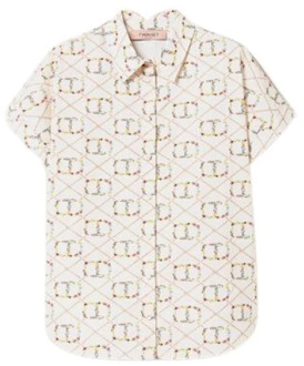Korte mouwen shirt met Oval T Print Twinset , White , Dames - M,S,Xs