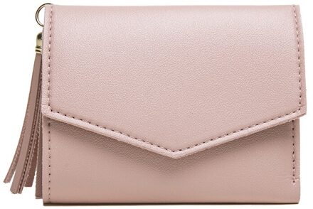 Korte Portemonnee Vrouwelijke Koreaanse Versie Van De Kwast Kleine Portemonnee Eenvoudige Vierkante Eenvoudige Portefeuilles Dames Portemonnee Mini Tas roze