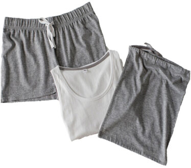 Korte pyjamaset dames in viscose - maat L Grijs