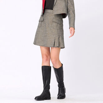 Korte rok met patchzakken en brede ruche Grijs - XL