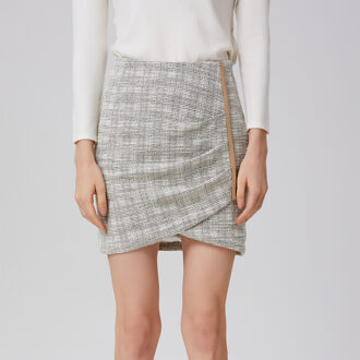 Korte rok met zijflap en bias Bruin - XS