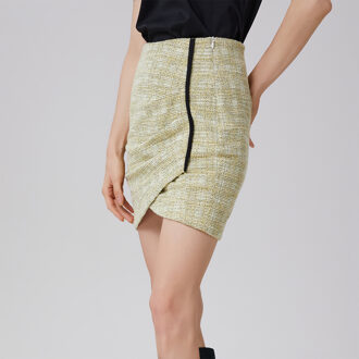 Korte rok met zijflap en bias Geel - XL