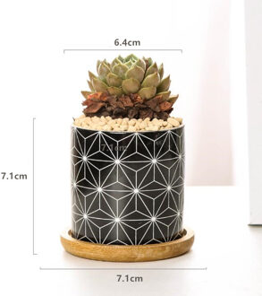 Korte Ronde Bloempot Geometrische Patronen Zwart Wit Vetplanten Planter Cactus Bloempot Huis Tuin Decoratie 2