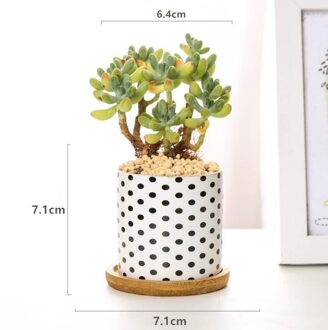 Korte Ronde Bloempot Geometrische Patronen Zwart Wit Vetplanten Planter Cactus Bloempot Huis Tuin Decoratie 4