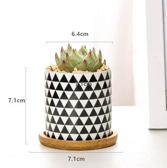 Korte Ronde Bloempot Geometrische Patronen Zwart Wit Vetplanten Planter Cactus Bloempot Huis Tuin Decoratie 6